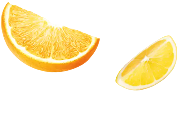 Dwie ćwiartki cytrusów - cytryny i pomarańczy